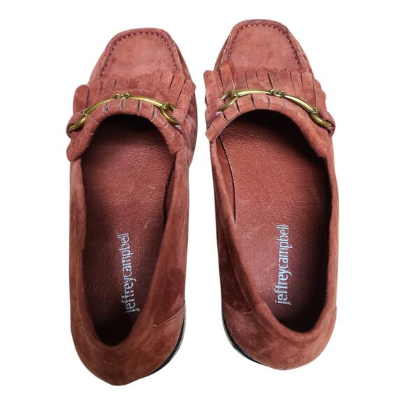 Jeffrey Campbell Red Suede Leather Snaffle Bit Tassel Loafers NEW 7 1/2 - Picture 3 of 5